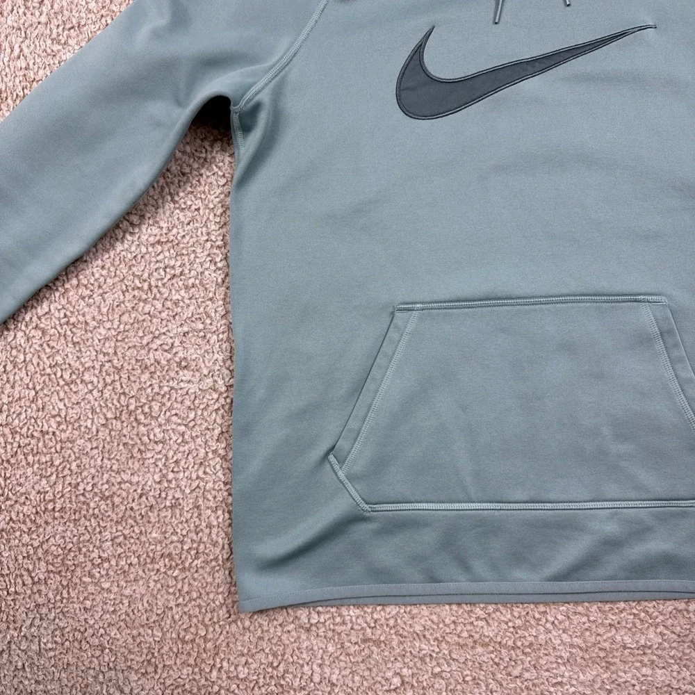 Nike Therma Dri Fit Hoodie Women S Teal Swoosh Pullover Fleece Sweatshirt Logo